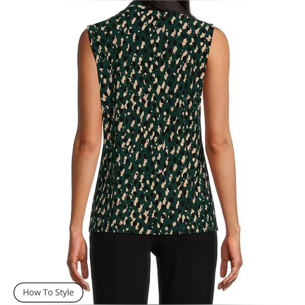 Kasper Top Size XL Evergreen Multi (green, tan, black) New With Tags - Picture 2 of 8